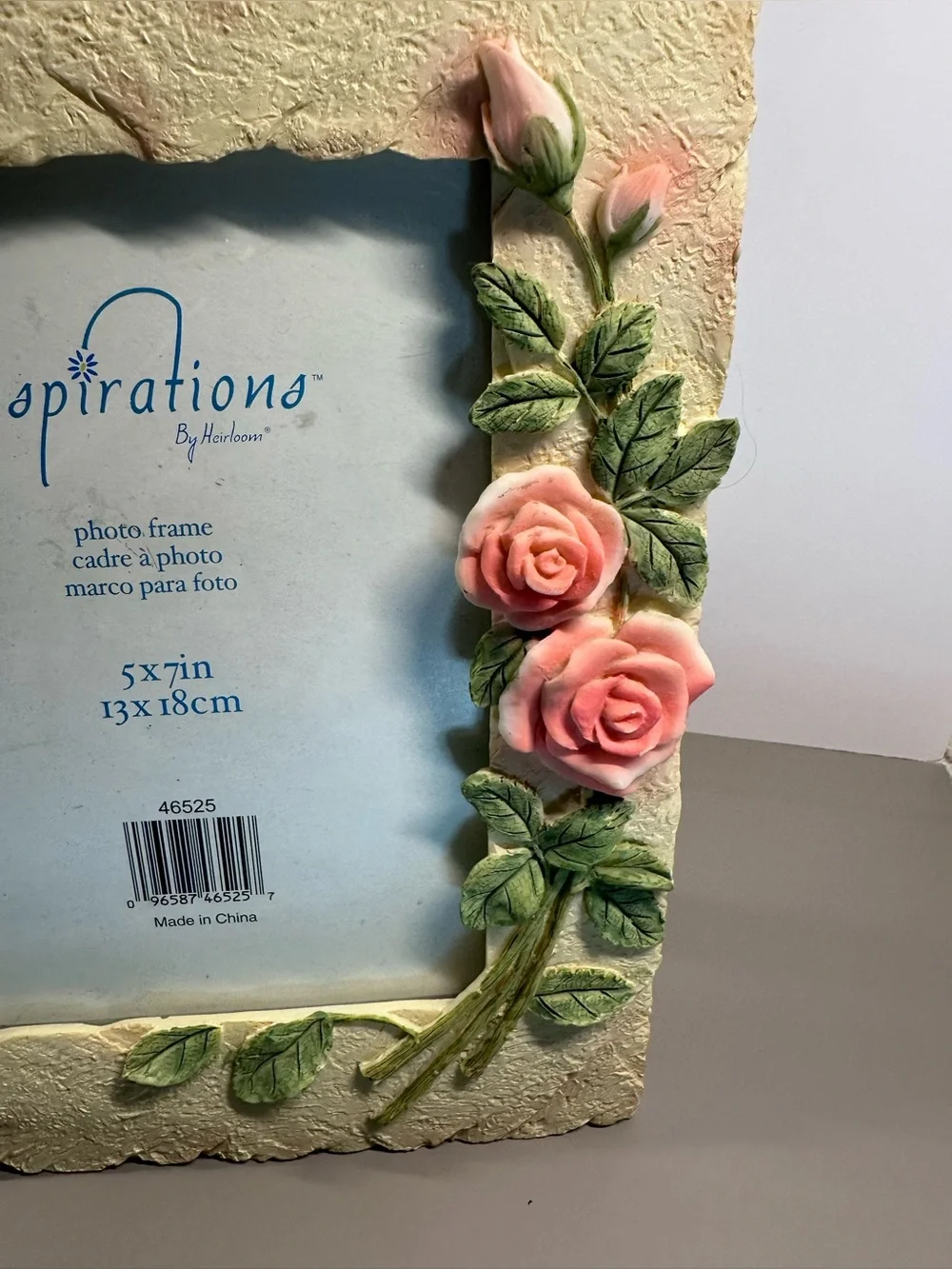 Inspirations By Heirloom Pink Rose 5x7 Photo Frame Floral Cottage Decor
